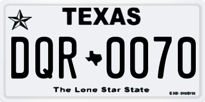 TX license plate DQR0070