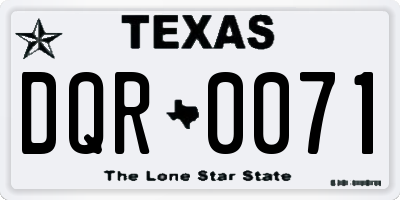 TX license plate DQR0071