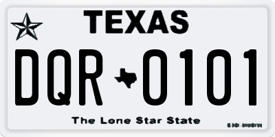 TX license plate DQR0101