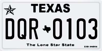 TX license plate DQR0103