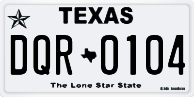 TX license plate DQR0104