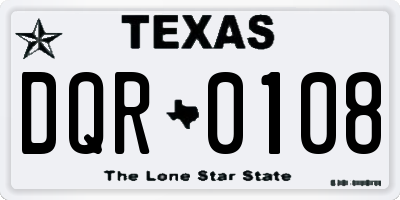 TX license plate DQR0108