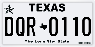 TX license plate DQR0110