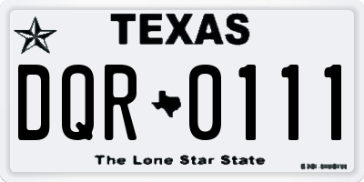 TX license plate DQR0111