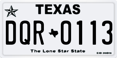 TX license plate DQR0113