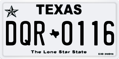TX license plate DQR0116