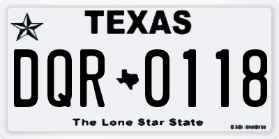 TX license plate DQR0118