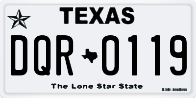 TX license plate DQR0119