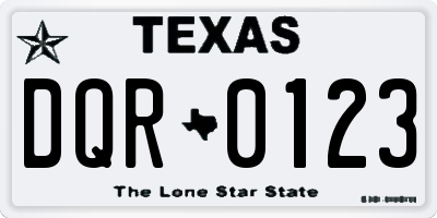 TX license plate DQR0123