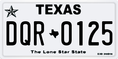 TX license plate DQR0125