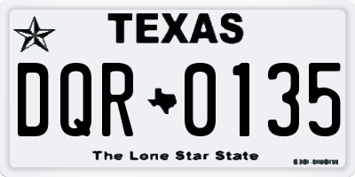 TX license plate DQR0135