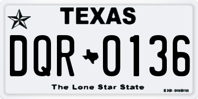 TX license plate DQR0136