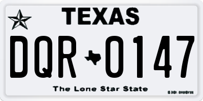 TX license plate DQR0147
