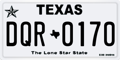 TX license plate DQR0170