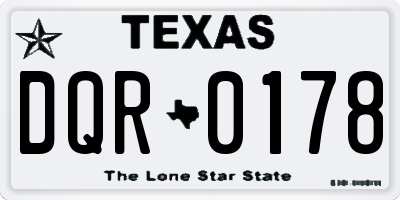 TX license plate DQR0178