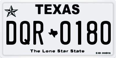 TX license plate DQR0180