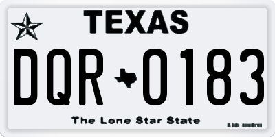 TX license plate DQR0183