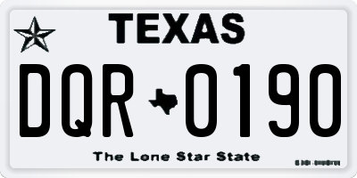 TX license plate DQR0190
