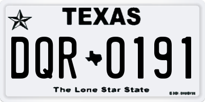 TX license plate DQR0191