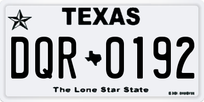 TX license plate DQR0192