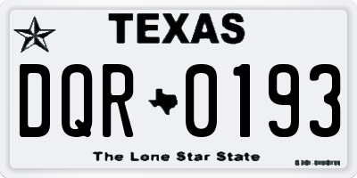 TX license plate DQR0193