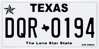 TX license plate DQR0194