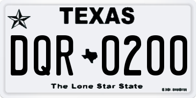 TX license plate DQR0200