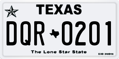 TX license plate DQR0201