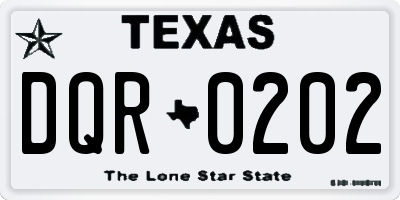 TX license plate DQR0202