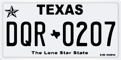 TX license plate DQR0207