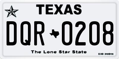 TX license plate DQR0208