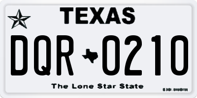 TX license plate DQR0210