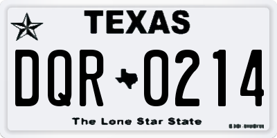 TX license plate DQR0214