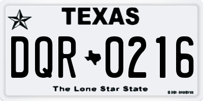 TX license plate DQR0216