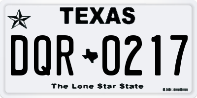 TX license plate DQR0217