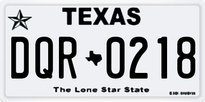 TX license plate DQR0218
