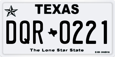TX license plate DQR0221