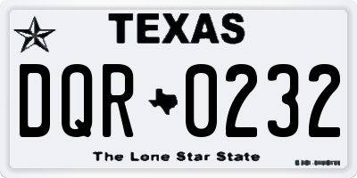 TX license plate DQR0232