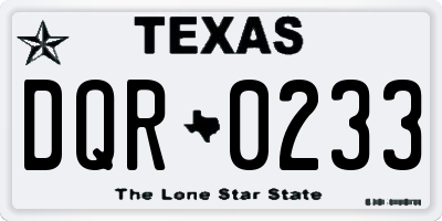 TX license plate DQR0233