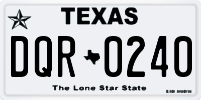TX license plate DQR0240