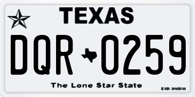 TX license plate DQR0259