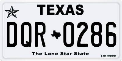 TX license plate DQR0286