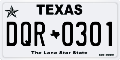TX license plate DQR0301