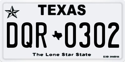 TX license plate DQR0302
