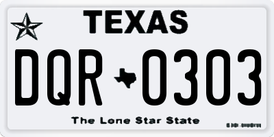 TX license plate DQR0303