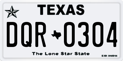 TX license plate DQR0304
