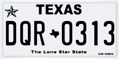 TX license plate DQR0313
