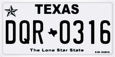 TX license plate DQR0316
