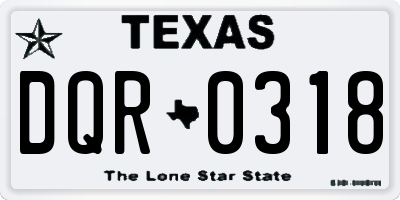 TX license plate DQR0318