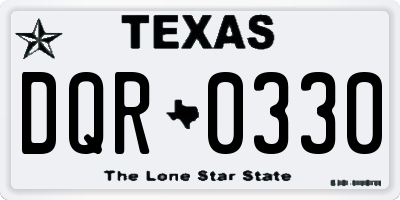 TX license plate DQR0330